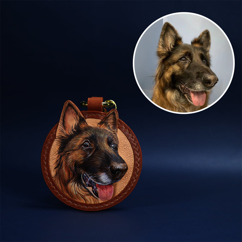 Das Erzgebirge-Haus - For dog lovers. 3D leather key chain of